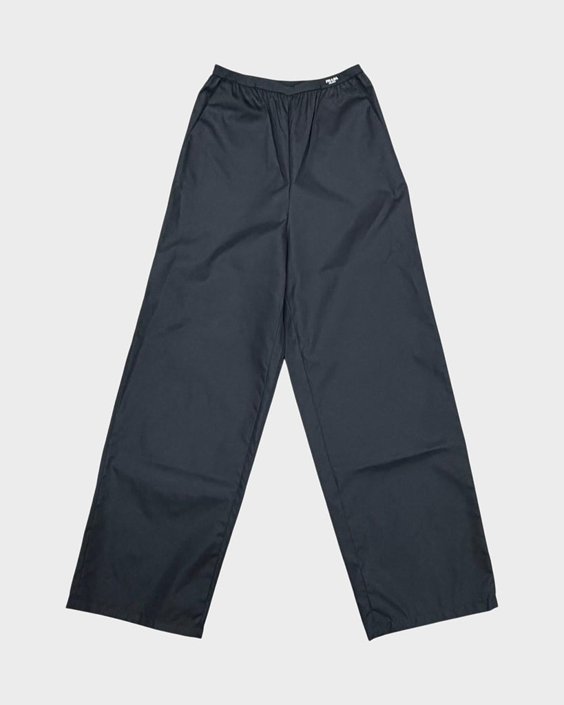 プラダ RE-NYLON ロゴ入り ロング パンツ ブラック 38S レディース