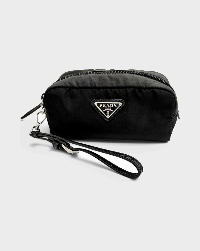 プラダ ヴェラ Re-Nylon ミニポーチ スモール トライアングルロゴ 三角プレート 化粧ポーチ ブラック レディース