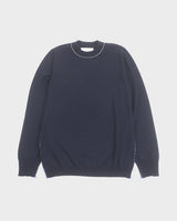 メゾンマルジェラ14 ステッチデザイン 薄手 ロングスリーブニット セーター ネイビー S メンズ
