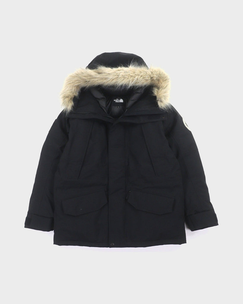 ザ・ノースフェイス Antarctica Parka GORE-TEX ファー・フード・ロゴワッペン付き ロゴ刺繍 ダブルジップアップ ダウンジャケット ブラック L メンズ