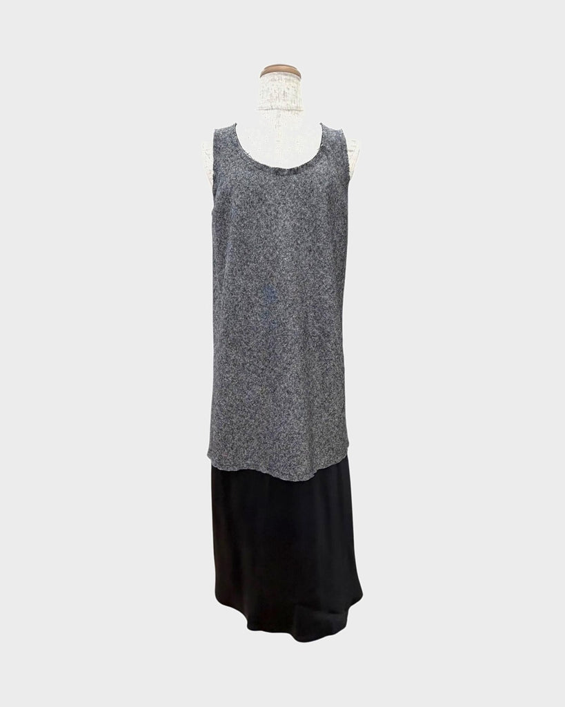 エムエムシックス メゾンマルジェラ Midi Dress 異素材切替 ノースリーブ ワンピース グレー 40 レディース