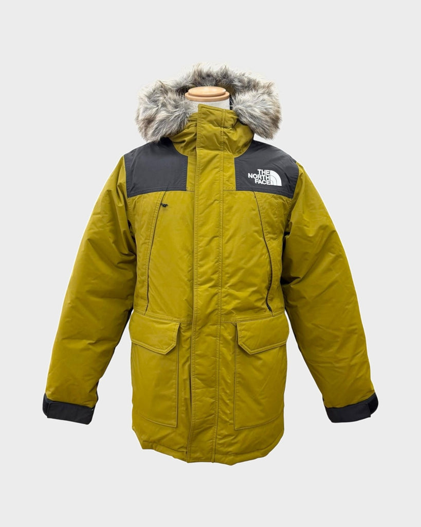 ザ・ノースフェイス MCMURDO PARKA マクマードパーカー ロゴ刺繍 エコファー フード付き ダウンジャケット キャメル S メンズ