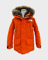 ザ・ノースフェイス Antarctica PARKA GORE-TEX ロゴ刺繍 ファー付き フーデッド ダブルジップアップ ダウンジャケット オレンジ S メンズ