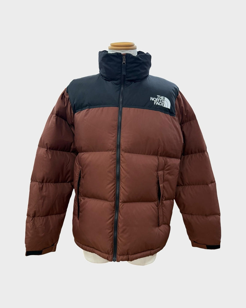 ザ・ノースフェイス NUPTSE JACKET ヌプシジャケット フード入り ロゴ刺繍 ジップアップ ダウンジャケット ブラウン L メンズ