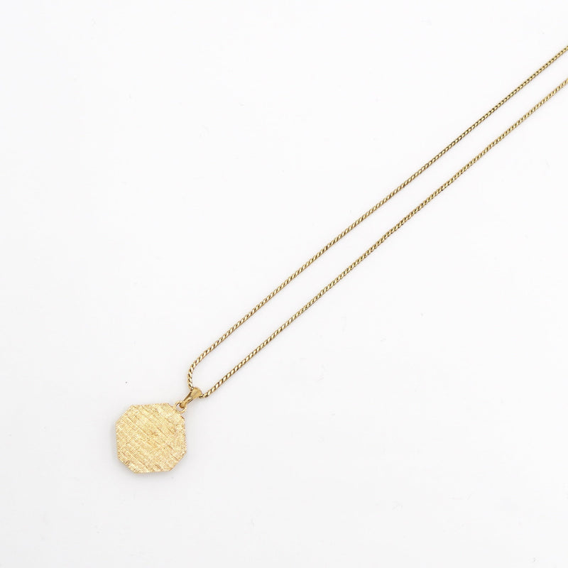 Cassandra Logo Hexagon Rhinestone GP Gold Necklace - NEWSED