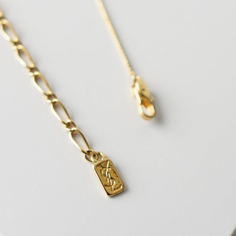 Cassandra Logo Rhinestone Gold Necklace - NEWSED