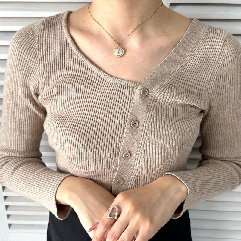 Cassandra Logo Rhinestone Gold Necklace - NEWSED
