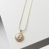 Cassandra Logo Rhinestone Gold Necklace - NEWSED