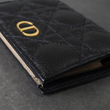 クリスチャン ディオール CDロゴ カナージュ レザー 二つ折り財布 ブラック - NEWSED