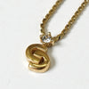 Christian Dior CD Logo 1P Stone Necklace GP Gold