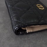 クリスチャン ディオール CDロゴ カナージュ レザー 二つ折り財布 ブラック - NEWSED