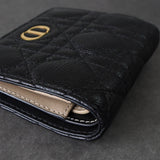 クリスチャン ディオール CDロゴ カナージュ レザー 二つ折り財布 ブラック - NEWSED