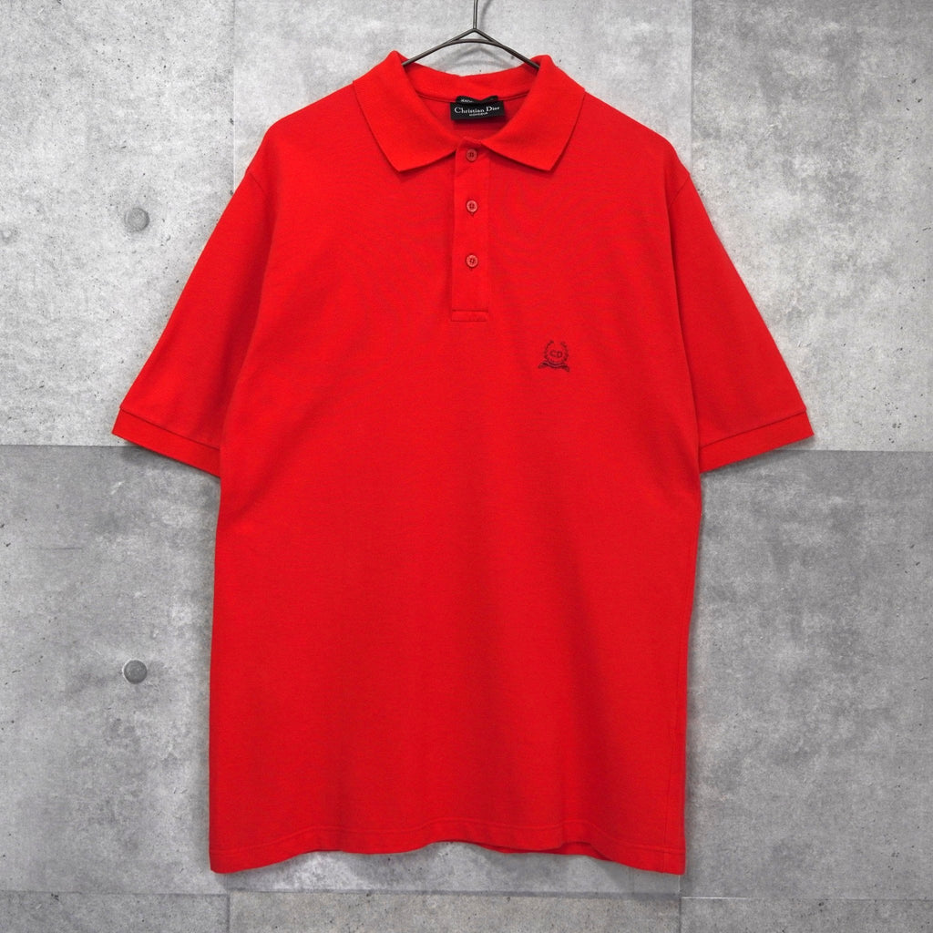 クリスチャン ディオール ヴィンテージ CDロゴ 半袖ポロシャツ レッド