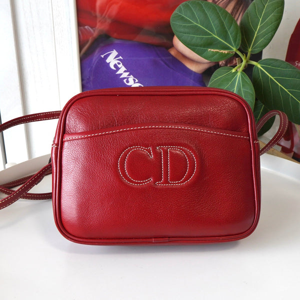 Dior キルティングレザー ミニバッグ レッドパウダー&ブラシ付き Christian Dior クリスチャン ディオール レディディオール