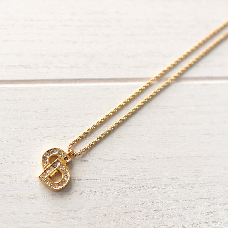 CD Logo Rhinestone Gold Necklace - NEWSED