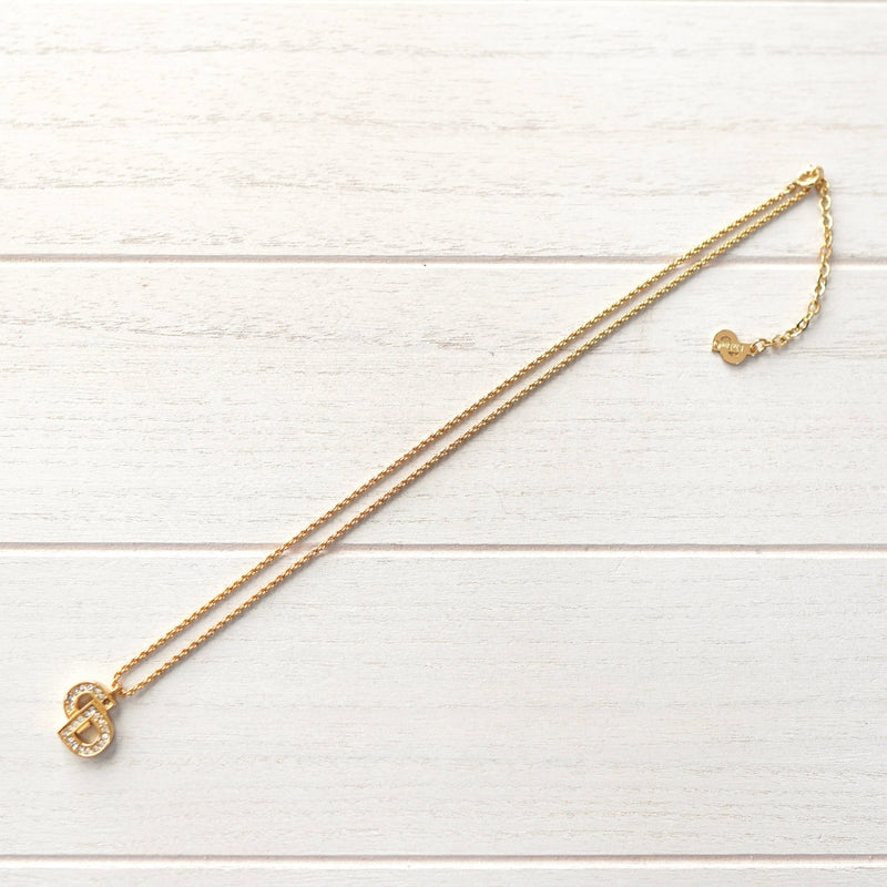 CD Logo Rhinestone Gold Necklace - NEWSED