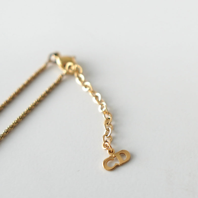CD Logo Rhinestone Gold Necklace - NEWSED