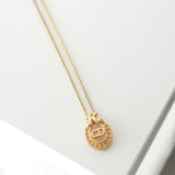 CD Logo Rhinestone Gold Necklace - NEWSED