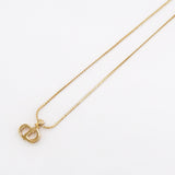 CD Logo Rhinestone GP Gold Necklace - NEWSED