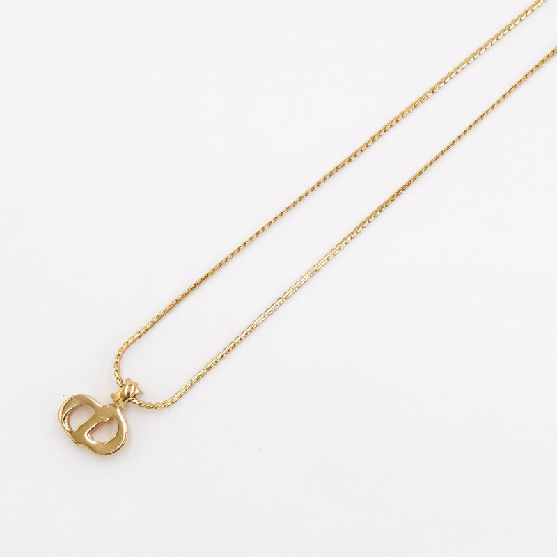 CD Logo Rhinestone GP Gold Necklace - NEWSED