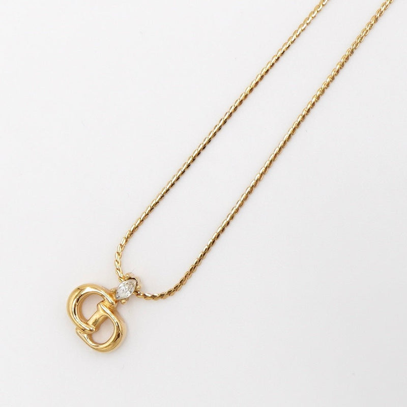 CD Logo Rhinestone GP Gold Necklace - NEWSED