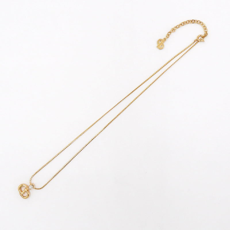 CD Logo Rhinestone GP Gold Necklace - NEWSED