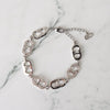 CD Logo Rhinestone Silver Bracelet