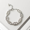 CD Logo Rhinestone Silver Bracelet