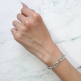 CD Logo Rhinestone Silver Bracelet - NEWSED