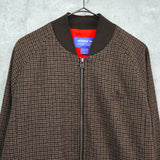 アディダス トレフォイルロゴ 千鳥格子柄 ウールジャケット ブルゾン ブラウン
