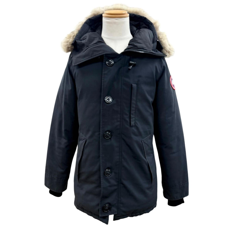 カナダグース CHATEAU PARKA FUSION ロゴワッペン ファー付き フーデッド ダブルジップアップ ダウンジャケット ネイビー S メンズ - NEWSED