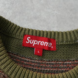 Chenille Logo Sweater シュプリーム ロゴ ニット カーキ メンズ - NEWSED