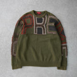 Chenille Logo Sweater シュプリーム ロゴ ニット カーキ メンズ - NEWSED