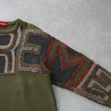 Chenille Logo Sweater シュプリーム ロゴ ニット カーキ メンズ - NEWSED