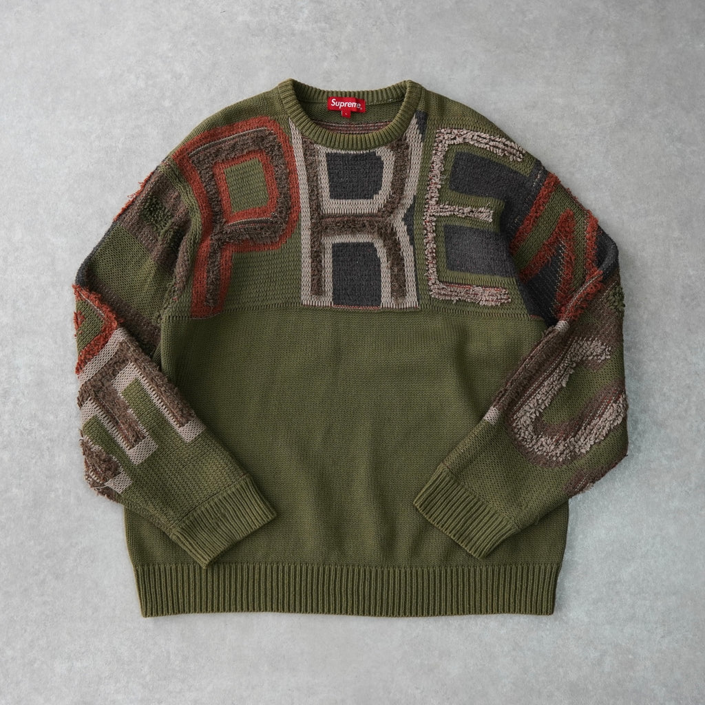 Chenille Logo Sweater シュプリーム ロゴ ニット カーキ メンズ