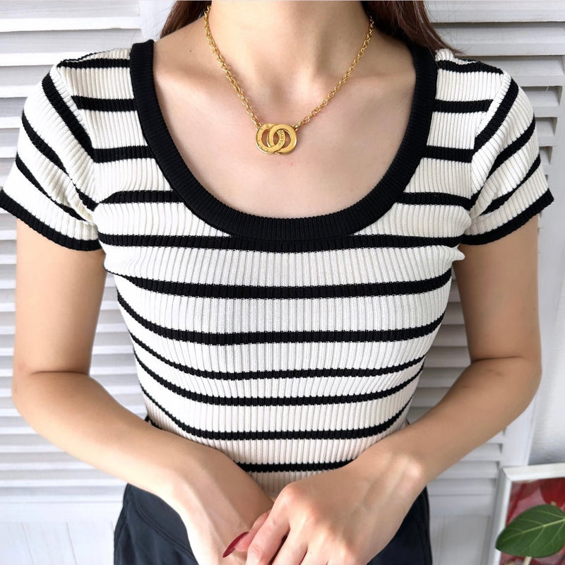 Circle Motif GP Gold Necklace - NEWSED