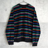 カーハート CLANTON SWEAT ロゴ刺繍 ボーダー柄 ベロア スウェット マルチカラー - NEWSED