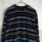 カーハート CLANTON SWEAT ロゴ刺繍 ボーダー柄 ベロア スウェット マルチカラー - NEWSED