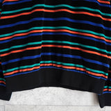 カーハート CLANTON SWEAT ロゴ刺繍 ボーダー柄 ベロア スウェット マルチカラー - NEWSED