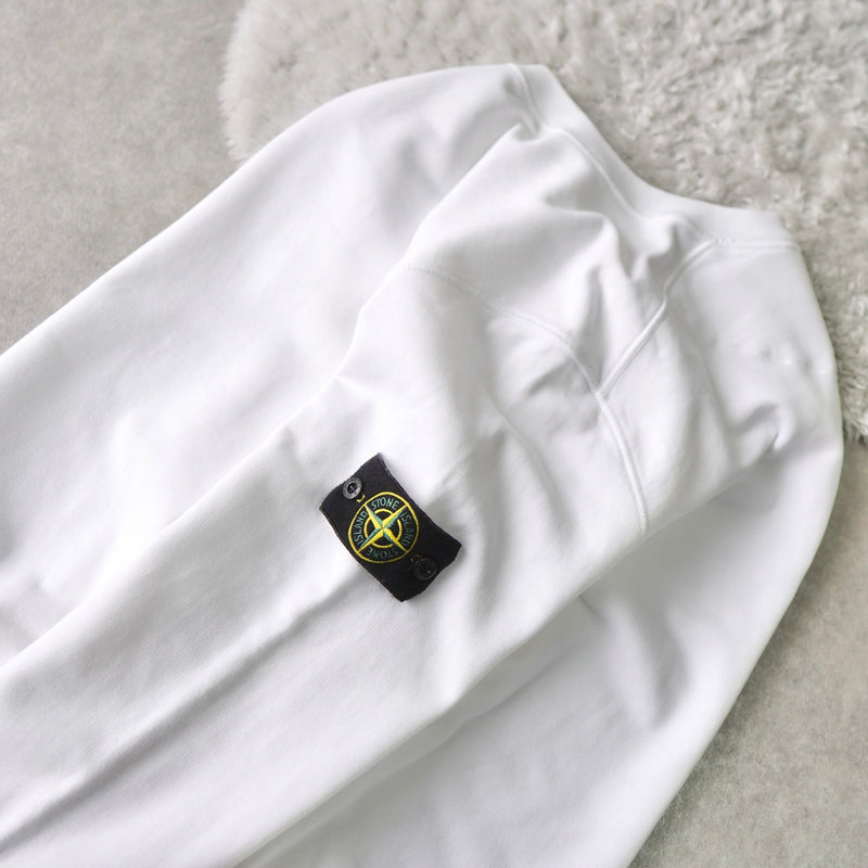 Compass Logo Patch Plain Sweatshirt White - NEWSED