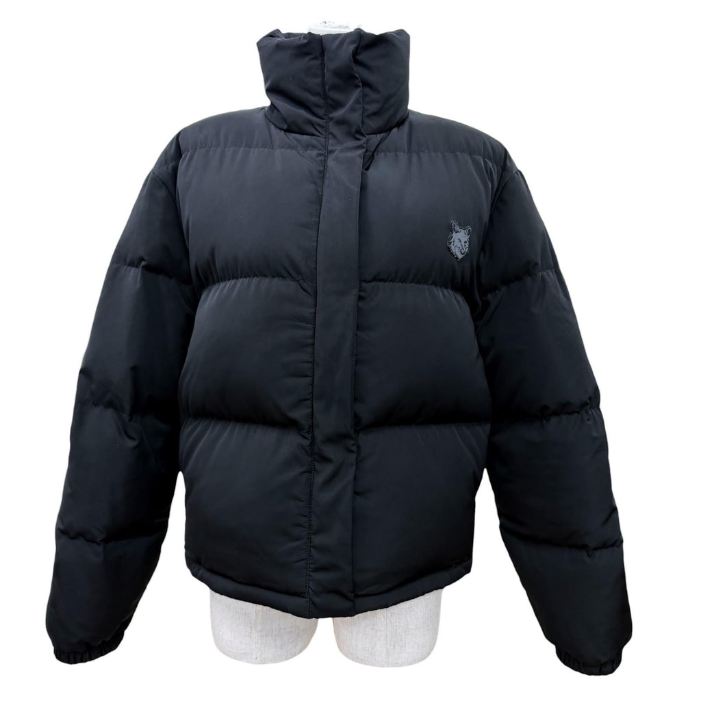 メゾンキツネ CROPPED PUFFER IN NYLON WITH BOLD FOX HEAD PATCH ダウンジャケット ブラック S レディース