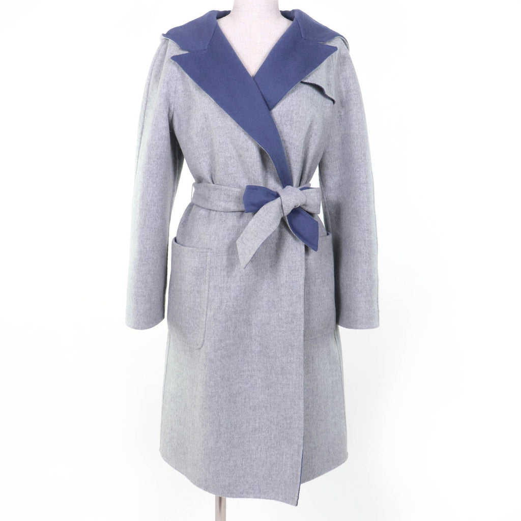 マックスマーラ CUCITOA MANO 白タグ リバーシブル ダブルフェイス ベルト付 コート グレー 40 レディース