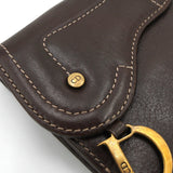 クリスチャン ディオール ヴィンテージ Dロゴ サドル レザー 二つ折り財布 ブラウン - NEWSED