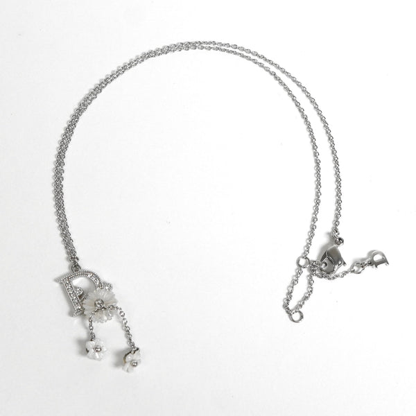 クリスチャン ディオール Dロゴ ラインストーン フラワー ネックレス