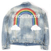 ディースクエアード Dan Jean Jacket レインボー バックロゴ刺繍 クラッシュ デニムジャケット インディゴブルー 44 メンズ