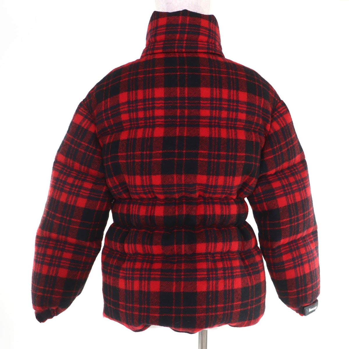 モンクレール DANUBE フード付 チェック柄 ZIP UP ダウンジャケット レッド 54847 レディース - NEWSED