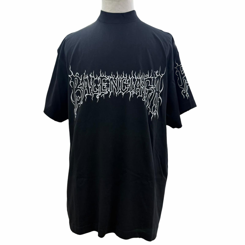 バレンシアガ Darkwave Tee ダメージ加工 ロゴプリント ショートスリーブ 半袖Ｔシャツ ブラック 1 メンズ