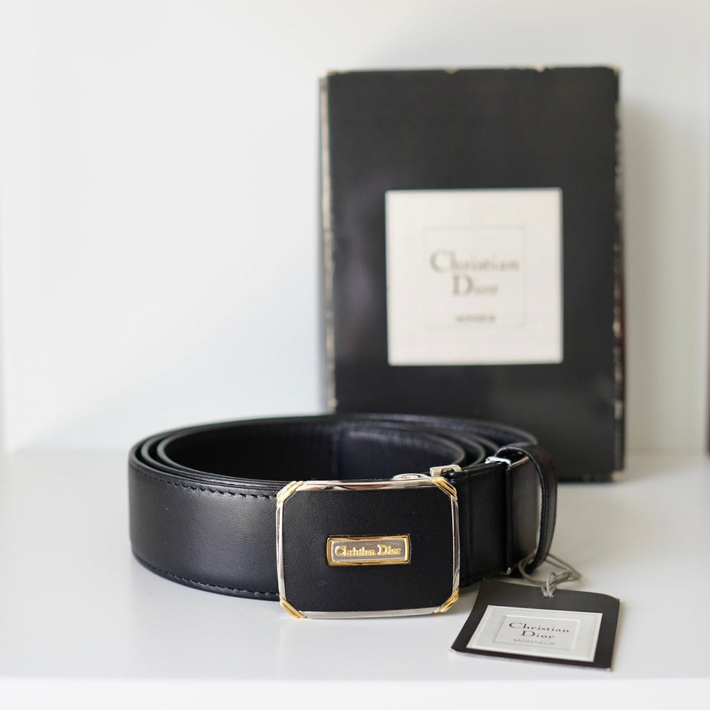 DEAD STOCK｜90's｜Black leather belt