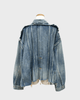 バレンシアガ Deconstructed Panelled Denim Jacke カットオフデザイン オーバーサイズ USED加工 デニムジャケット インディゴブルー 1 レディース