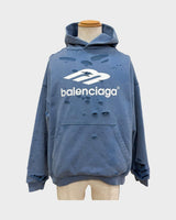 バレンシアガ Destroy Layered Sports Hoodie パーカー ライトブルー S メンズ 未使用品 - NEWSED